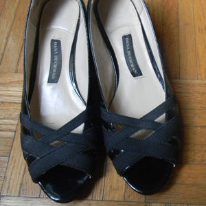 DANA BUCHMAN Black Peeptoe Wedge Sandal